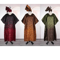 H&D S11088 Vêtements africains personnalisés pour femmes, taille unique, robe longue, robe tendance à col en V avec foulard