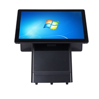 Terminal de point de vente (TPV) personnalisé avec boîtier noir, écran simple/double, imprimante thermique intégrée 58/80 mm, système d'exploitation Android/Windows, écran tactile capacitif