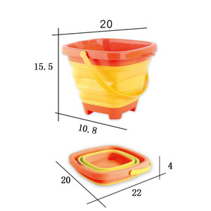 Cheap Plastic Kids Summer <b>Sand</b> Water Toy Outdoor <b>Garden</b> Playing Toys 2L Fold-up Foldable Folding Beach Bucket - Product Image 2