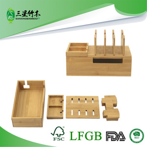 Bamboo and wood phone holder, wooden <b>tablet</b> charging <b>stand</b>, solid wood base storage box <b>for</b> mobile phones and <b>tablets</b> - Product Image 5