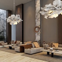 Salle à manger et salle d'attente élégantes et personnalisées de meubles de design d'intérieur d'hôtel moderne haut de gamme avec des armoires de vitrine de LED