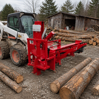 Fendeuse de bois hydraulique montée sur chargeuse compacte de 450 mm avec élévateur de bûches, cale à 6 voies et surveillance à distance