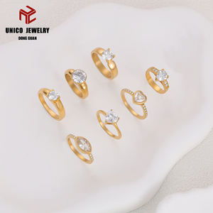 Bagues de bijouterie fantaisie en acier inoxydable 316L plaqué or 18 carats avec incrustation de zircone cubique, bagues de fiançailles pour femmes - Product Image 4