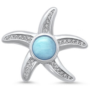 Colgante de Larimar Natural al por Mayor, Joyería de Plata de Ley 925, Diseño de Vida Marina, Colgante de Estrella de Mar de Larimar - Product Image 1