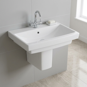 Juego de Lavabo de Cerámica de Lujo Vistaar con Pedestal, Estilo Europeo, Lavabo Suspendido en la Pared - Product Image 1