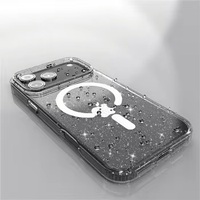 Coque de téléphone magnétique pour iPhone 17 Pro Max Air transparente à paillettes, antichoc, protection contre les chutes, coins renforcés