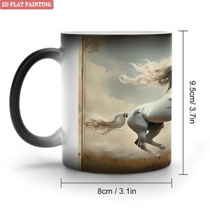 Interactive Hot Drink Color Changing Mug Frosted Black 11oz <b>Ceramic</b> Heat Sensitive Magic <b>Cup</b> - Product Image 1