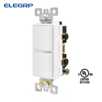 Interruptor de Pared Combinado ELEGRP, Dos Interruptores Basculantes de un Polo para Uso Residencial, Salida de Fábrica, 15A 120V, Autoconectado a Tierra