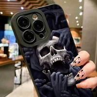 Coque de téléphone portable antichoc en TPU avec impression de crâne d'Halloween pour iPhone XR XS 11 12 13 14 15 16 Pro Max