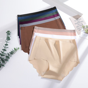 Culottes triangulaires taille moyenne pour femmes - Respirantes, très élastiques, bord festonné, sexy, demi-couverture des fesses, sans coutures (<span class=keywords><strong>10</strong></span> couleurs) - Product Image 1