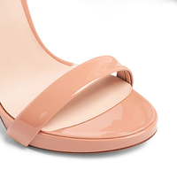 Sandales à Talons Aiguilles Hauts et Fins en Cuir PU pour Femmes Printemps-Été, à Plateforme et Bride Cheville, Bout Ouvert Rond, Avec Design