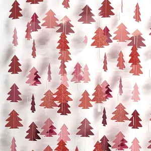 阳光闪光玫瑰粉色迷你3d圣诞树纸串横幅圣诞派对装饰品