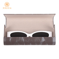 Étui à lunettes en marbre PU fait main, boîte à lunettes semi-rigide avec doublure douce, logo personnalisé pour lunettes de soleil et lunettes optiques