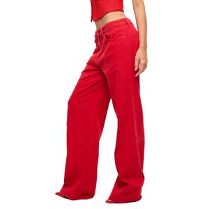 Wholesale Price Fashion Casual Washed Street Unisex Style Low Rise Baggy Fit Red <b>Jeans</b> - Product Image 2
