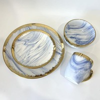 Vaisselle de luxe personnalisée à succès, plaquée or, durable pour la salle à manger à domicile, plats de fête, récipient alimentaire