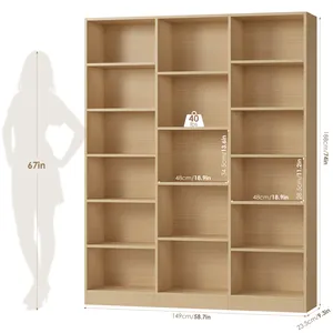Bibliothèque en bois à 6 niveaux, grande, 74"H <span class=keywords><strong>x</strong></span> 59"W - Product Image 2
