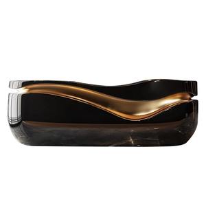 <span class=keywords><strong>Bancone</strong></span> Reception Curvo in Fibra di Vetro Nero Oro di Lusso Moderno Personalizzabile - Product Image 4