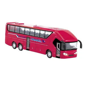 Factory 1/50 Travelling Diecast Bus Pull Back Action With Light And Music Alloy Car Model Diecasts Die Cast Toy Cars Hot