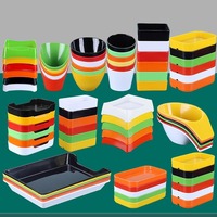 Assiettes rectangulaires empilables en mélamine imitation porcelaine pour buffet, barbecue, brochettes, usage commercial en restaurant