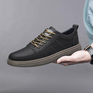 Chaussures décontractées pour hommes avec bande élastique, chaussures en cuir surdimensionnées, chaussures de sport décontractées confortables et respirantes en cuir de vachette pour hommes - Product Image 2