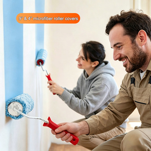 Kit de rouleaux <span class=keywords><strong>à</strong></span> <span class=keywords><strong>peinture</strong></span> 19 pièces 9" et 4" avec perche télescopique, bacs, housses en microfibre, brosses pour murs, plafonds, portes - Product Image 6