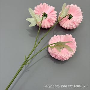 Fleurs artificielles Qiye, chrysanthème en soie à 3 têtes sur une seule branche, pour la décoration de la maison et des mariages - Product Image 5