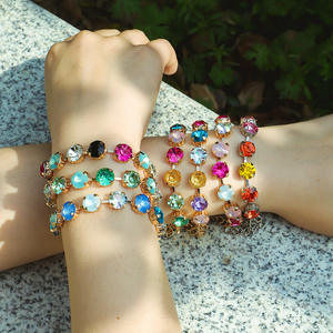 2025 सुरुचिपूर्ण क्रिस्टल रंगीन ब्रेसलेट ब्रेसलेट ब्रेसस्टोन सोने की स्पार्कली एडजस्टेबल कंगन महिलाओं के लिए रेव प्रोम हैंड चेन - Product Image 1