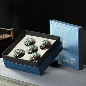 Tazza di ceramica con confezione regalo 5 pezzi di ceramica giapponese antico Set di tazze fornaci cambiare tazza di Kung Fu per regalo di promozione 110ml tazza da tè - Product Image 5