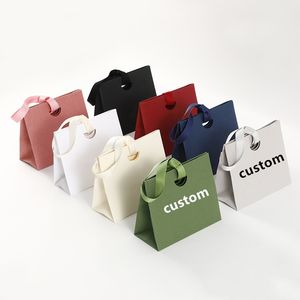 Neue Elegante und Umweltfreundliche Luxus-Papiertragetasche mit Individuellem Logo für Kosmetik, Ringe, Halsketten, Schmuck – Kleine Geschenktüte für Hochzeit und Einkauf - Product Image 1