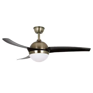 Ventilador de teto do ar bronze da baixa tensão, venda quente da lâmina de plástico abs do quarto da casa ac com luz led