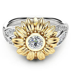 New Fashion Women Jewelry <strong>Sunflower</strong> Silver Crystal Wedding <strong>Rings</strong> for Women - Product Image 2