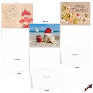 Ensemble de cartes de remerciement imprimées en couleur avec enveloppes en papier carton blanc de 350 g/m² pour cadeaux d'affaires de Noël à usage personnel