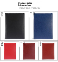 Porte-documents A4 en cuir pour affaires, organiseur de conférence avec pince, porte-stylo et poches pour cartes