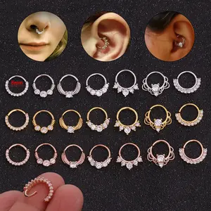 Brass with cubic zircon micro paved stud nose ring piercing custom hoop earring jewelry sexy nose rings
