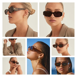 Lunettes de soleil unisexes rectangulaires à monture fine en acétate, style rétro années 90 Y2K, verres carrés anti-UV, mode streetwear, personnalisables avec LOGO - Product Image 3
