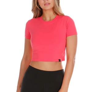 Camiseta Personalizada Informal de Manga Corta para Mujer, Ropa de Otoño, Algodón/Spandex, Color Rosa, Estilo Urbano, Lisa, Estampada - Product Image 3
