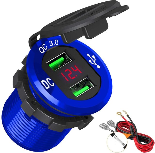 Quick Charge 3.0 USB Car Charger, 12V/24V 36W Aluminum Waterproof Dual QC3.0 USB Fast Charger Socket Power Outlet
