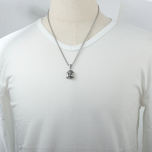 Buddha Face Pendant Stainless Steel Gold <b>Silver</b> Color <b>Necklace</b> <b>For</b> <b>Men</b> And Women 3.0x60cm Chain Geometric Design - Product Image 4