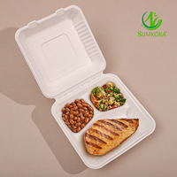 SUMKOKA Boîte de rangement alimentaire jetable biodégradable de haute qualité à 3 compartiments de 9 pouces