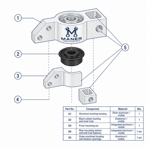 บูชปีกนกหน้า MANER รุ่น 3C0199231D สำหรับรถยนต์ VW Passat B6 B7 CC Tiguan Sharan Seat Alhambra Audi Q3 8U ระบบช่วงล่าง - Product Image 5