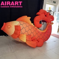 Mascotte gonflable sur mesure Poisson Koi Rouge Porte-Bonheur, Carpe Gonflable Géante de Style Chinois, Poisson de la Fortune Gonflable pour Festival