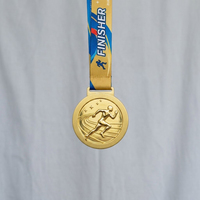 Médaille de finisseur personnalisée en alliage de zinc 3D gaufré par transfert thermique pour événements de course de marathon et d'athlétisme