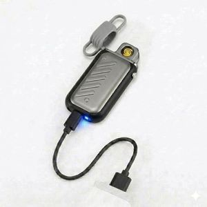 Briquet USB Électronique Coupe-Vent Sans Flamme Style Pod Metal Gear avec Trou pour Lanière pour Fumeurs - Product Image 2