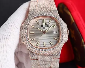 奢华珠宝D色VVS冰出硅石钻石手表男士通过钻石测试仪手表定制手表品牌