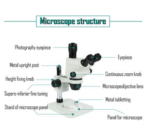 工業用7050TVW 7-50倍 ダブルアーム顕微鏡 ブームズームステレオ三眼顕微鏡 宝石細工・はんだ付け用 - Product Image 5