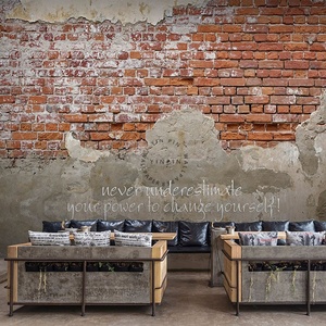 วอลล์เปเปอร์ตกแต่งภาพจิตรกรรมฝาผนังร้านอาหาร<span class=keywords><strong>ลาย</strong></span>อิฐซีเมนต์สไตล์อุตสาหกรรมย้อนยุค - Product Image 4