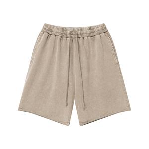2025 High Street Men's 330GSM 100% Cotton Acid Wash <strong>Shorts</strong> Straight-Leg Distressed Breathable Knitted <strong>Shorts</strong> with Drawstring - Product Image 4