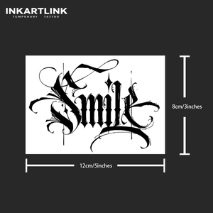 Tatuaje Temporal Personalizado <span class=keywords><strong>de</strong></span> Letras Góticas con Sonrisa, Caligrafía Chicana, Estilo Herbal, Semipermanente 15 Días, Arte Corporal para Brazo y Pierna, Venta al por Mayor - Product Image 3