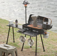 Nouvelle conception de table de cuisson BBQ portable en aluminium, détachable, réglable, moderne et pliable pour l'extérieur