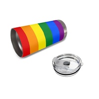 Gobelet isotherme en acier inoxydable 20 oz personnalisé sur le thème arc-en-ciel gay pour les longs trajets en voiture, la plage et le camping en plein air